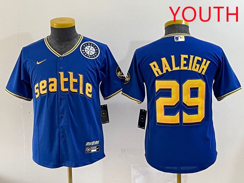 Youth Seattle Mariners #29 Raleigh Blue City Edition 2025 Nike MLB Jersey style 5->women mlb jersey->Women Jersey
